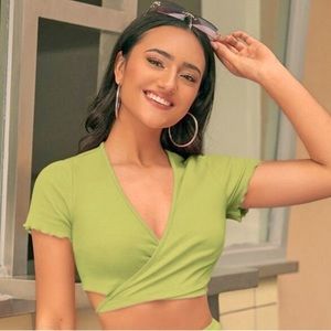 Tie Back Crop Top And Skirt Set